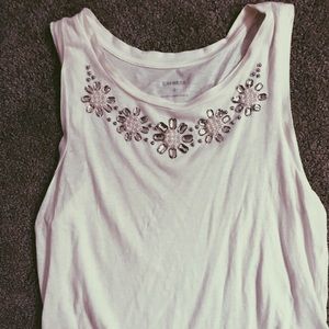 White embellished tank